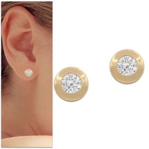 Pendientes oro 18kl chaton – 9mm
