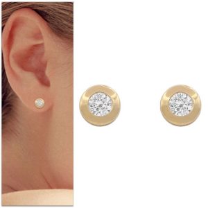 Pendientes oro 18kl chaton – 7mm