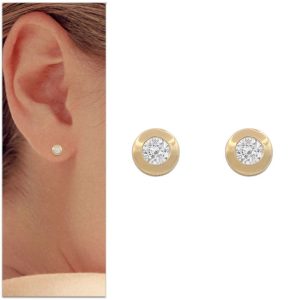 Pendientes oro 18kl chaton – 5mm
