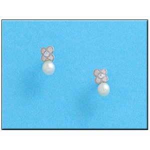Pendientes oro blanco 18kl flor