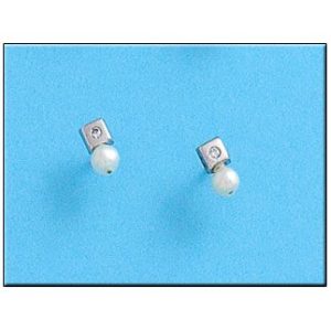 Pendientes oro blanco 18kl cuadrado