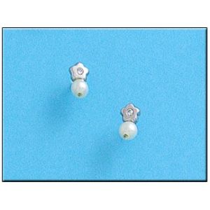 Pendientes oro blanco 18kl flor