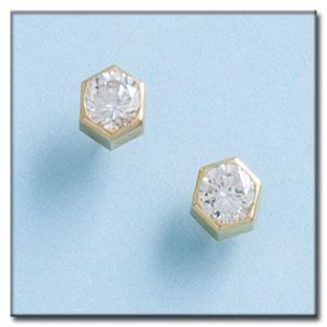 Pendientes oro 18kl hexagonal