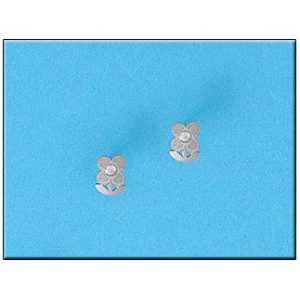 Pendientes oro blanco 18kl flor