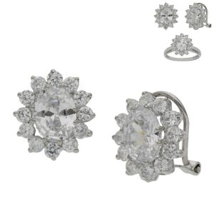 Pendientes oro blanco 18kl circonitas