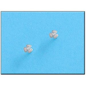 Pendientes oro blanco 18kl trebol