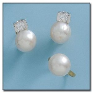 Pendientes oro blanco 18kl p. japonesas
