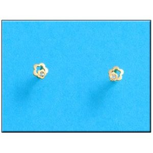 Pendientes oro 18kl flor circonitas