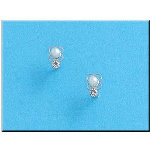 Pendientes oro blanco 18kl perlas