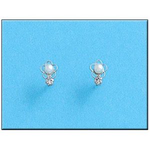 Pendientes oro blanco 18kl perlas