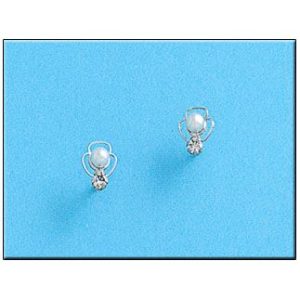 Pendientes oro blanco 18kl perlas