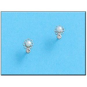 Pendientes oro blanco 18kl perlas