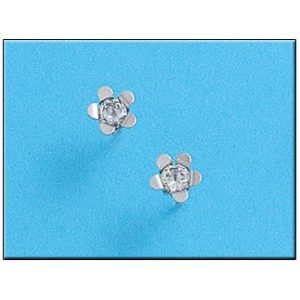Pendientes oro blanco 18kl flor
