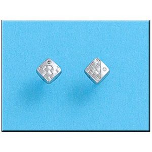 Pendientes oro blanco 18kl cuadrados