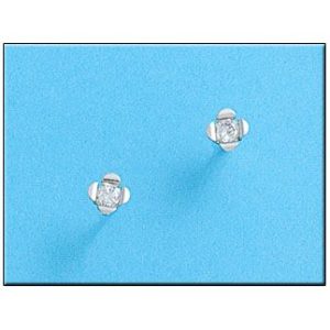 Pendientes oro blanco 18kl flor