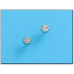 Pendientes oro blanco 18kl flor