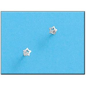 Pendientes oro blanco 18kl estrella