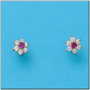 Pendientes oro de 18kl crisopal rojo