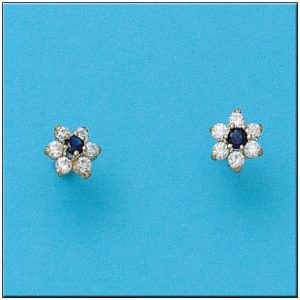 Pendientes oro 18kl crisopal zafiro