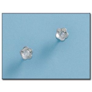 Pendientes oro blanco 18kl flor