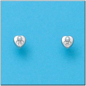 Pendientes corazon en oro blanco 18kl