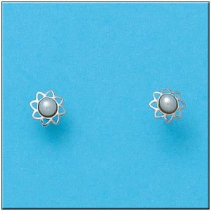 Pendientes oro blanco 18kl flor