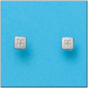 Pendientes oro blanco 18kl cuadrados
