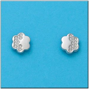 Pendientes oro blanco 18kl flor