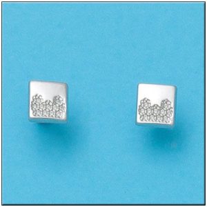 Pendientes oro blanco 18kl cuadrados