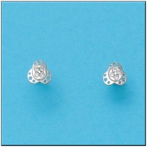 Pendientes oro blanco 18kl flor