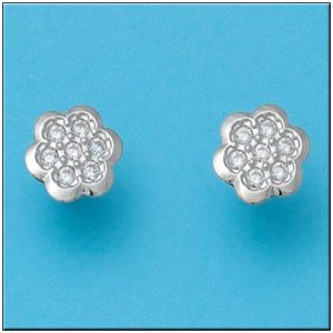 Pendientes oro blanco 18kl flor