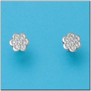 Pendientes oro blanco 18kl flor
