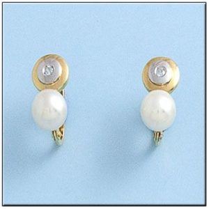 Pendientes oro 18kl bicolor perlas