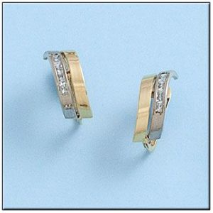 Pendientes oro 18kl bicolor circonitas