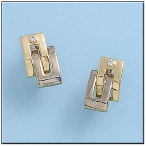 Pendientes oro 18kl bicolor circonitas