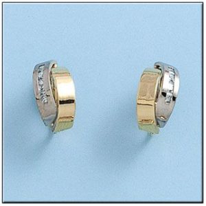 Pendientes oro 18kl bicolor circonitas