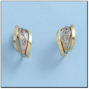 Pendientes oro 18kl bicolor circonitas