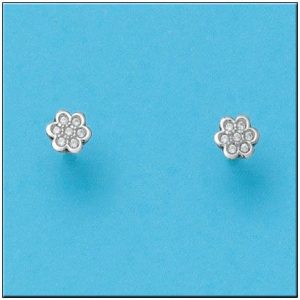 Pendientes oro blanco 18kl flor