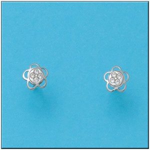 Pendientes oro blanco 18kl flor