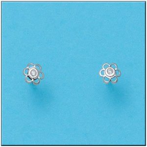 Pendientes oro blanco 18kl flor