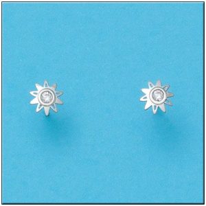 Pendientes oro blanco 18kl sol