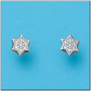 Pendientes oro blanco 18kl estrellas
