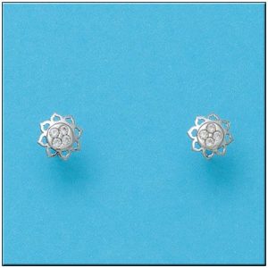 Pendientes oro blanco 18kl flor