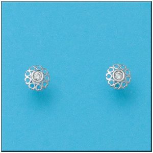 Pendientes oro blanco 18kl flor