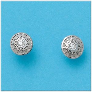 Pendientes en oro blanco de 18kl sol