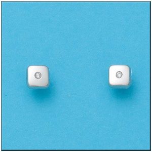 Pendientes oro blanco 18kl cuadrados