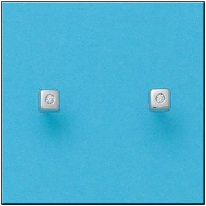 Pendientes oro blanco 18kl cuadrados