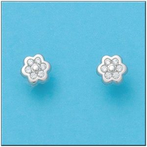 Pendientes oro blanco 18kl flor