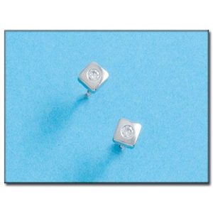 Pendientes oro blanco 18kl cuadrados