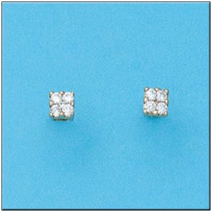 Pendientes oro 18kl cuadrados 4×4